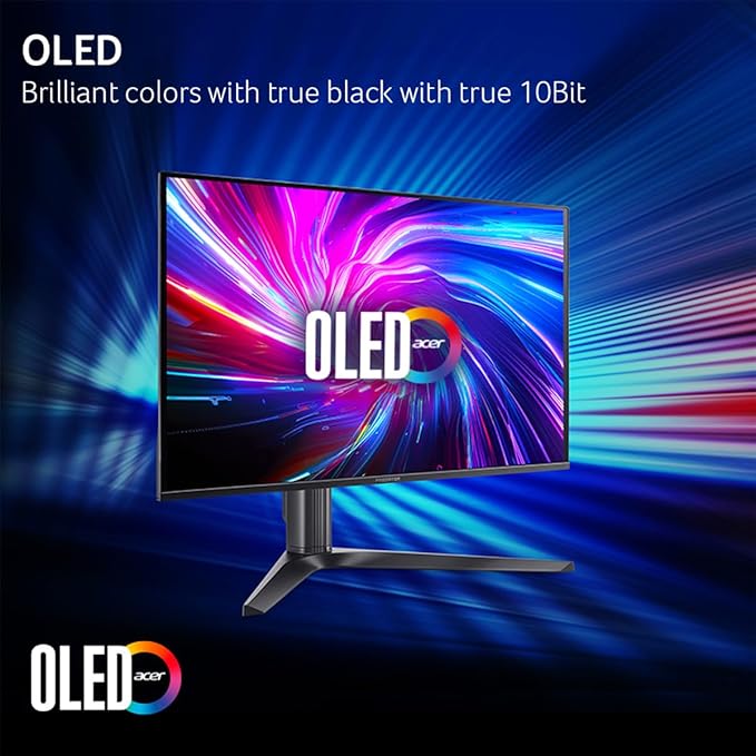 acer Predator 27 Gaming Monitor | WQHD 2560 x 1440 OLED | AMD FreeSync Premium Pro | 280Hz | 0.03ms (G to G) | VESA DisplayHDR True Black 400 | Display Port 1.4 &amp 2 x HDMI 2.1 | X27U Z1bmiiprx