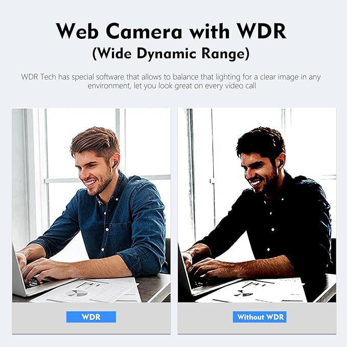 TOALLIN 4K AI Webcam with WDR Auto Light Correction AI Tracking with Auto-Framing Auto-Focus 5X Adjustable Digital Zoom Built-in Dual Noise-Canceling Mics 92° FOV Webcam for Online Video Calls