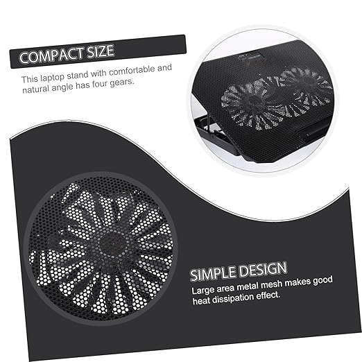 1Pc Cooler Stand Durable Cooling Pad with USB Power for Improved Heat Dissipation Compatible with Notebook Black
