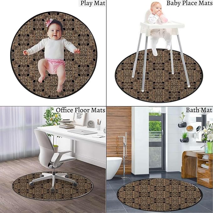 Gold Black Office Home Chair Mat Gaming Computer Rolling Chair Mats Round Chair Cushion Non-Slip Low-Pile Hardwood Floor Mats Kaleidoscopic Universe Balance Diameter 55 in