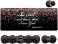 Large Black Mouse Pad Gaming Mouse Pad Memory Foam Keyboard Wrist Rest Office Desk Pad with Stitched Edges Laptop Desk Table ProtectorPsalm 46:10 Rose Gold Glitter Writing Mat Extended Desk Mat