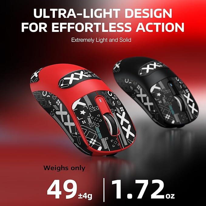 ATTACK SHARK X3 Wireless Gaming Mouse 49g Bluetooth/2.4G/USB-C Ergonomic Computer Mouse PAW3395 26K DPI Sensor 200h Battery Life Programmable Buttons Griptape Gaming Accessories for PC/Laptop/Mac