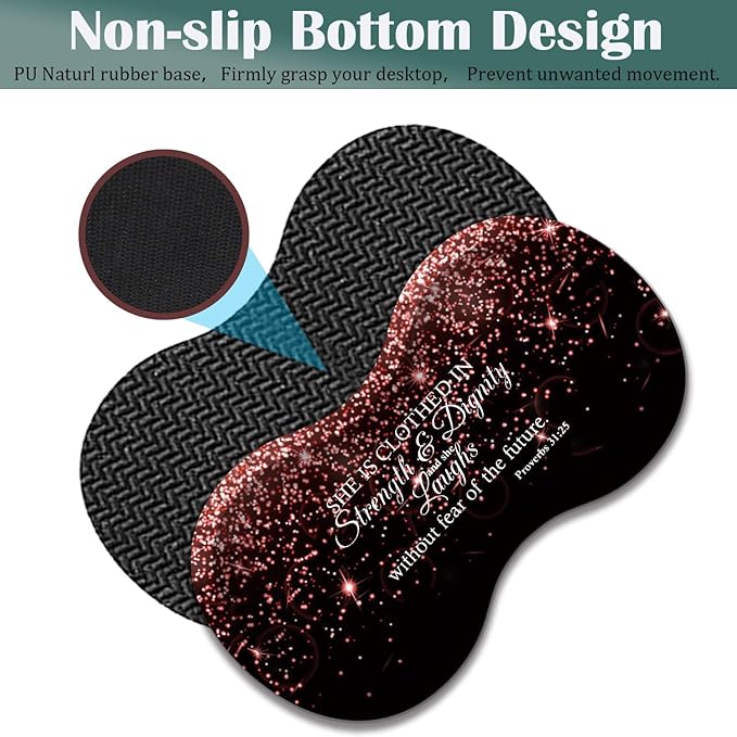 Large Game Mouse Pad + Wrist Support Pad + Coffee Coaster Desk Pad with Sewn Edges Anti-Slip Set pad Suitable for Office Work and Home - Gleaming Stars Proverbs 31-25