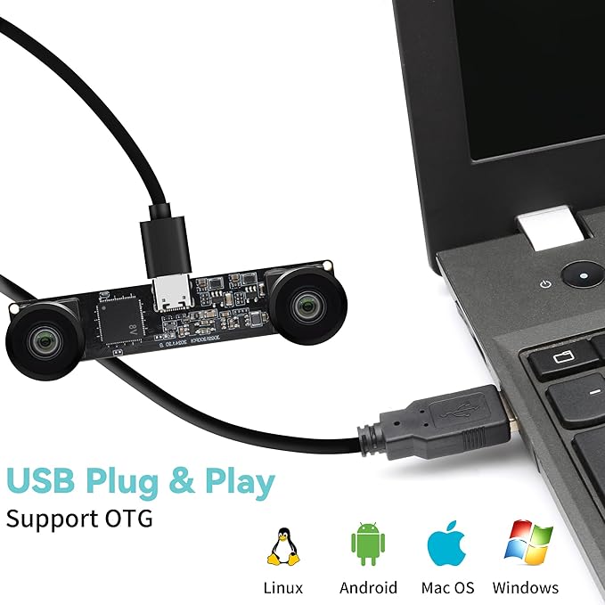 MMlove USB Stereo Camera Module 1200P 60FPS Global Shutter USB Webcam with Synchronous Dual Lens600P 120FPS High Speed 3D Webcam 112° Wide Angle Lightburn Camera for VRPC/Laptop/Raspberry Pi