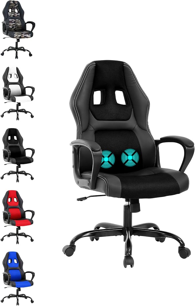 MKDLUFEI Gaming Chair Ergonomic Leather Office Chair Adjustable Swivel and Reclining High Back Computer Chair with Ergonomic Task with Headrest and Lumbar Support