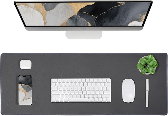 ALOANES Waterproof Mouse Pad with Durable Stitched Edge XXXL Gaming Keyboard Pad Non-Slip Rubber Base Mouse Mat Extended Desk pad for Gamer Office &amp Home Dark Gray Mousepad 35.4x 15.7x 0.12