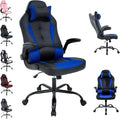 Computer Gaming Chair Video Game Chair for Adults Ergonomic PU Leather Gaming Office Chair Adjustable Armrest PC Gamer Chair Blue