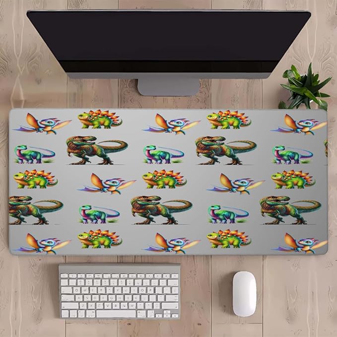 Cartoon Animal Dinosaur Large Mouse Pad Gaming Mousepad Desk Mat for Desktop Computer Keyboard Waterproof Mouse Mat Desk Pad with Non-Slip Base for Game School Office Home 35.4 x 15.7