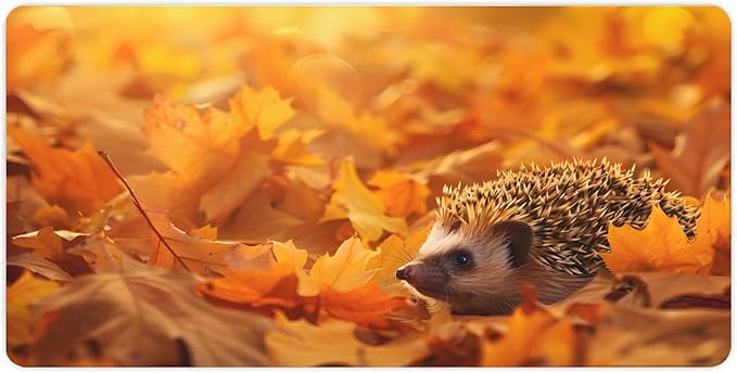 XXL Gaming Mouse Pad Animal Hedgehog Maple Leaf XXL Gaming Mouse Pad Large Desk Mat Protector for Desktop Anti-Slip Rubber Extended Computer Keyboard Mat Writing Pad 15.7 * 35.4 inB-1771