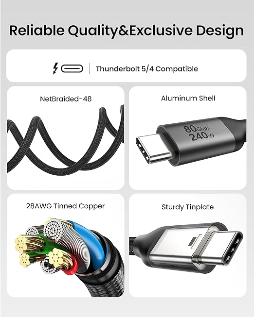 Silkland 80Gbps USB 4 Extension Cable for Thunderbolt 5/4 [240W Charging 8K 60Hz] USB C Extender 4ft 4K@540Hz Type C Male to Female Adapter Compatible for USBC Hub iPhone 17/16 MacBook iPad