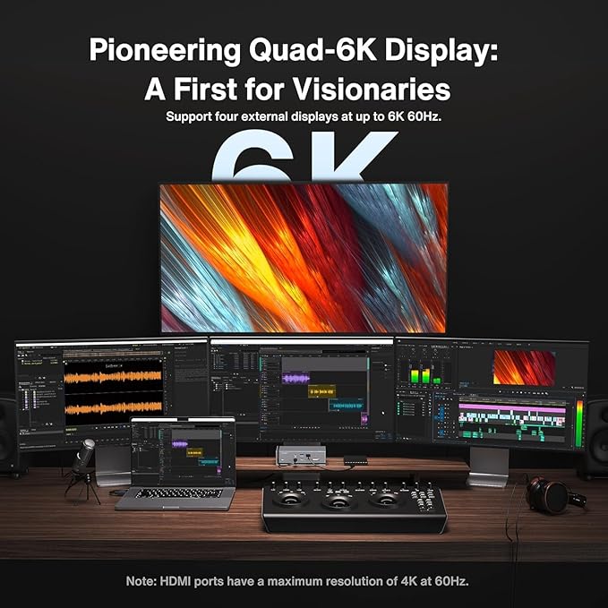 iVANKY FusionDock Max 1 Dual Thunderbolt 4 Chips 20-in-1 Quad 6K@60Hz Monitor MacBook Docking Station 40Gbps Dock for Mac M1/M2/M3 Pro/Max 2HDMI 2.0 96W PD 10Gbps USB 2.5 GbE