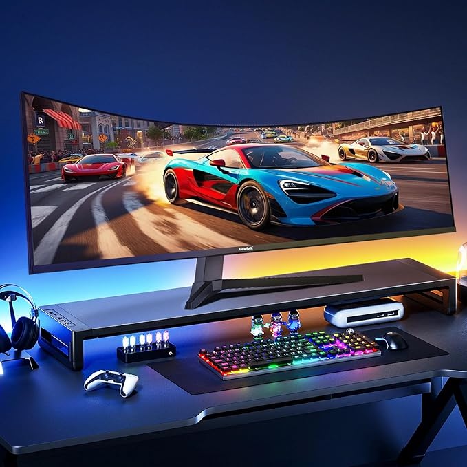 Gawfolk 49 inch Ultra-Wide Curved 1500R Gaming Computer Monitor DQHD(5120×1440) 165Hz 1MS FreeSync 120% sRGB Height Adjustable PC Screen HDMI2.1DP1.4 Compatible Wall Mount 75 * 75mm - Black