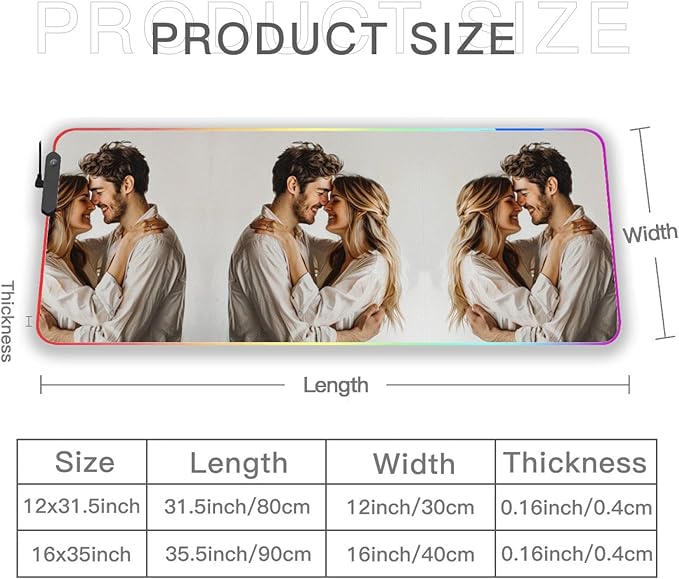 Custom Large Mouse Pad Personalized Mouse Pad Gaming with Photo Text Personalized Mouse Pads for Desk Office Gaming 35.5x16inch