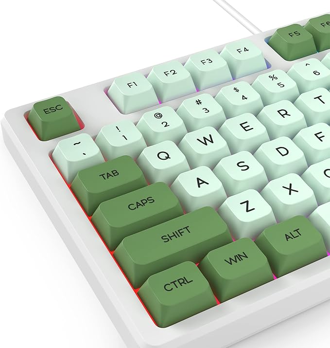 Fogruaden 75% Mechanical Keyboard with Red Switch RGB Backlit Gaming Keyboard 87 Keys Compact TKL Wired Keyboard for Win/Mac Laptop PC Gamer - Matcha