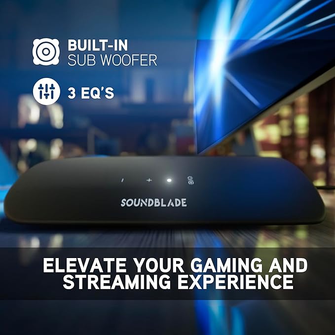BlueAnt Soundblade Under-Monitor Soundbar 120W 2.1 Channel Desktop Speaker with USB-C &amp Bluetooth 5.3 for PC Mac Gaming Music and Streaming Charcoal