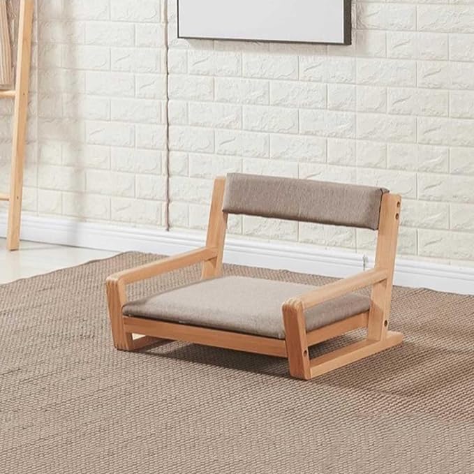 BTZHY Floor Chair Wooden Tatami Floor Chair with Backrest and Armrest Meditation Floor Chair Living Room Floor Chair Portable Japanese Legless Chair