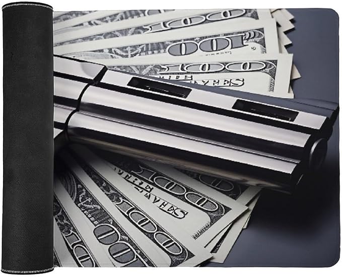 Gun &amp Money Mouse Pad Large Desk Mat Extended Keyboard Mouse Pad with Non-Slip Base and Stitched Edge Mouse Mat Desk Pad 36x16 Mouse Pads for Desk Home Office Gaming