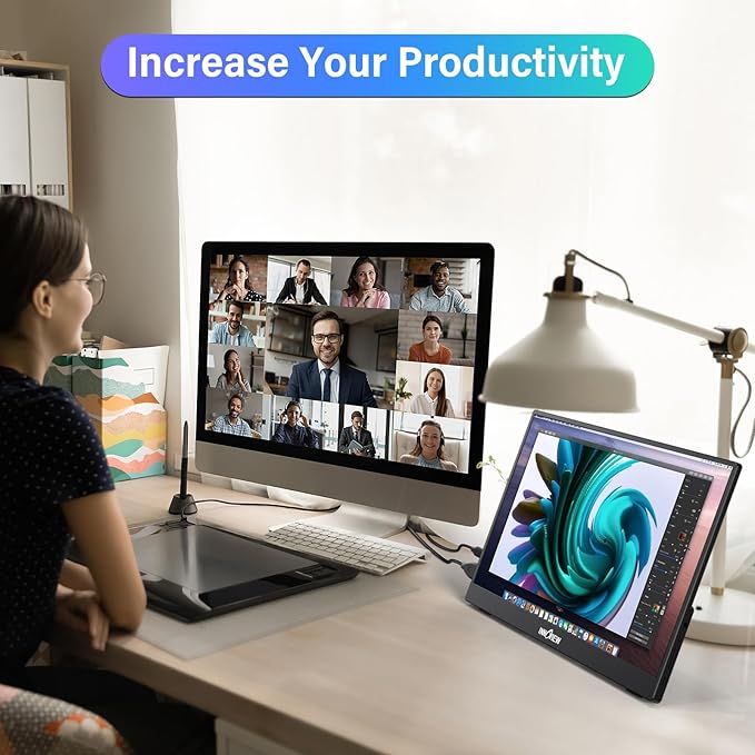InnoView 15.6'' Portable Monitor for Laptop FHD 1080P USB-C Travel Monitors Built-in 90° Adjustable Stand Without Bag HDR IPS Portable Laptop Monitor for MacBook PC Phone Xbox PS4/5 Switch