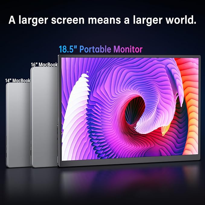 Portable Monitor 18.5 inch 100Hz FHD USB-C HDMI Travel Monitor w/Built-in Kickstand VESA &amp Speakers Eye Care HDR Portable Gaming Monitors