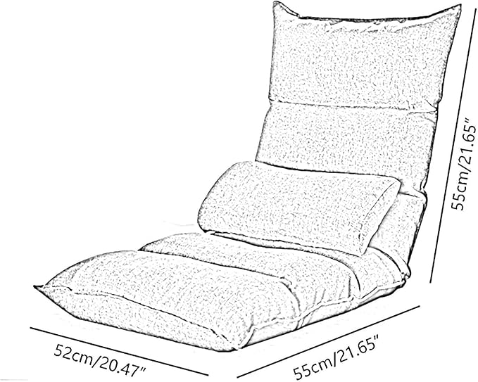 ELEFOCUS Folding Sofa Chair Folding Floor Chair Balcony Ergonomic Design Leisure Chair for Living Room Bedroom(Grey)