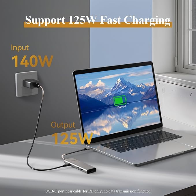 Minthouz USB C Hub5-in-1 USBC to HDMI Splitter with 4K @60hz Display with 125W PD/10Gpbs USB-A Data Ports/USB C DongleUSBC Splitter Multiport Adapter for MacBook Pro/Air iMaca