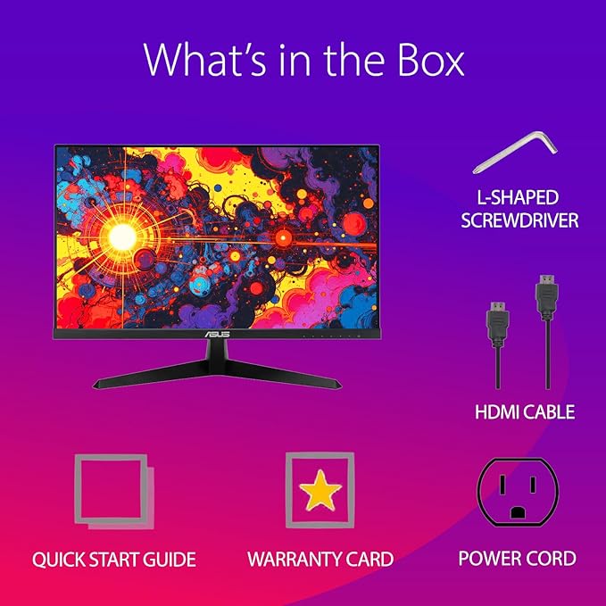 ASUS 24 FHD IPS Gaming Monitor 1080P Display 120Hz 1ms FreeSync Built-in Speakers Eye Care Plus Technology VESA Mountable TUV Certified Low Blue Light HDMI VGA
