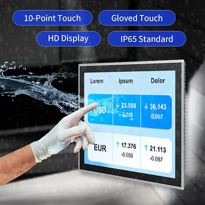 19 inch Android 12 Industrial Embedded Interactive Touchscreen Monitor Capacitive Multi-Touch Tablet with Front IP65 Monitor RAM 8G &amp ROM 128G WiFi &amp BT HD-MI-Out &amp USB Ports