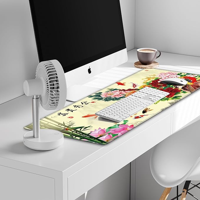 LL-COEUR XXL Landscape Gaming Mouse Pad Computer Keyboard Mat Office Desk Pad (Fish 35.4 x 15.7 x 0.12)
