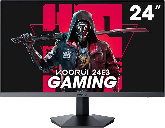 KOORUI Gaming Monitor 24 Fast IPS Computer Monitor 165Hz FHD Display 1ms PC Screen 99% sRGB Color Gamut Adaptive Sync Ultra Slim Frame VESA Mountable 24E3
