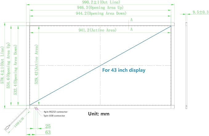 43 Inch Interactive 10 Points Infrared IR Touch Screen Overlay Frame Free Driver…