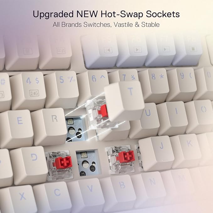 Redragon K673 PRO 75% Wireless Gasket RGB Gaming Keyboard 3-Modes 81 Keys Compact Mechanical Keyboard w/Hot-Swap Socket Dedicated Knob Control &amp Sound Absorbing Pads Linear Red Switch