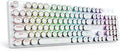 Redragon K710 Wireless Typewriter Mechanical Gaming Keyboard Bluetooth/2.4Ghz/Wired RGB LED Backlit Blue Switch - Clicky Rechargeable Solid Metal Panel Round Keycaps White
