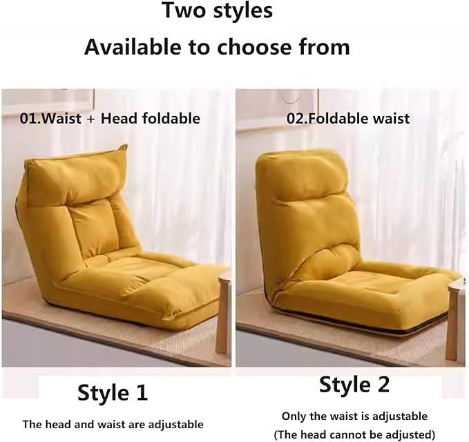 Lazy Sofa ChairModern Accent Chair Lounge Leisure Sofa Chair with 5-Position Adjustable Waist and NeckFolding Floor Chairs Video Gaming Chair for Adults Dark Gray-2