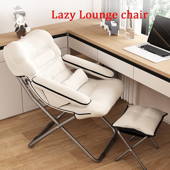YCKEGEW Lazy Chair IndoorLounge Chair Living RoomFolding Armcharir with Footrests and PillowUpholstered Recliner SleeperReading Gaming Chair (Color : Light Gray)