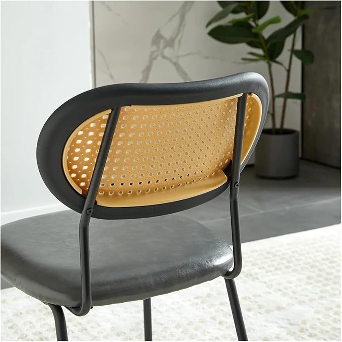 Adjustable Office Computer Chair with Armrest 1pcs Light Grey Modern Simple Style Leather Soft Padded Dining Chair Furniture