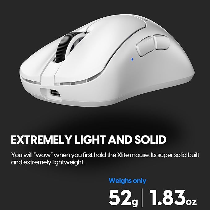 Pulsar Gaming Gears - Xlite V3 mini Wireless Gaming Mouse Ultra Lightweight 1.83 oz (52 g) Ergonomic Optical Switches PAW3395 Optical Sensor (Mini Wireless White) (Renewed)
