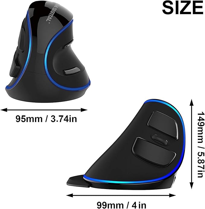 J-Tech Digital Wired Ergonomic Vertical USB Mouse with Adjustable Sensitivity (600/1000/1600 DPI) Scroll Endurance Removable Palm Rest &amp Thumb Buttons [V628]