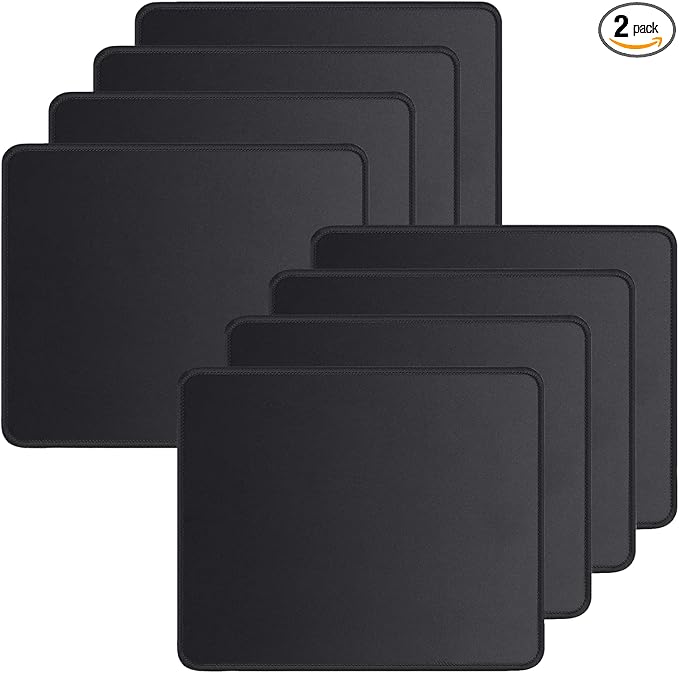 Black Mouse Pad for Desk Basic Mouse Pads Bundle for Compuer and Laptop Big Mouse Mat with Non-Slip Rubber Base &amp Stitched Edges Premium-Textured &amp Waterproof Computer Mousepad (8PC Size L