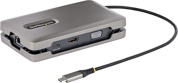StarTech.com USB-C Docking Station for Windows and ChromeOS Dual Monitor 4K 60Hz USB-C/HDMI or 1080p VGA HDR10 USB 10Gbps Hub 100W Laptop Charging GbE - TAA