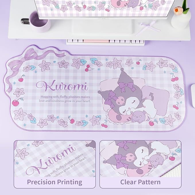 Kawaii Anime Mouse PadNon-Slip Waterproof Desk Mat for KeyboardDurable Large Extended Gaming Mouse Pad with Bowknot Edge for Office Gaming - KLM Flower Dream