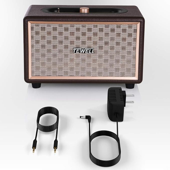 Vintage Bluetooth Speakers with Bass Enhanced Technology Wireless &amp 3.5mm Aux Input for Cellphone AC Powered (Upgraded Version)