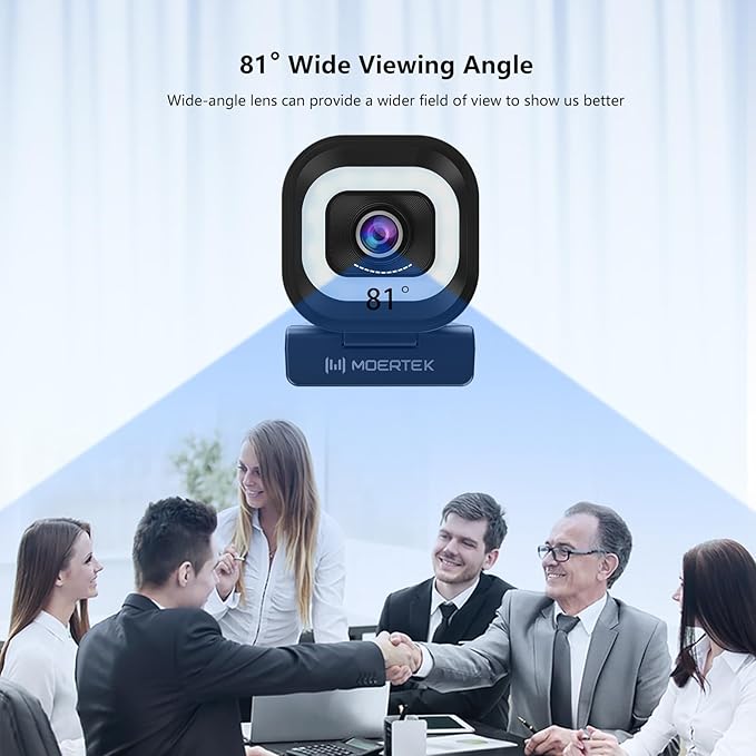 4K Webcam with 5-Level LED Light 12MP Camera USB Webcam with Dual Noise-canceling Microphones PDAF Fast Auto Focus Remote Control 360° Rotation Perfect for Live streaming Online Meeting