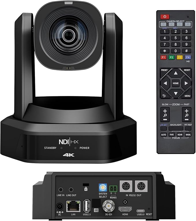 4K NDI PTZ Camera 20X Optical Zoom AI Auto-Tracking NDI|HX2 Camera with USB3.0 3G-SDI HDMI LAN Outputs Works with ZoomOBSTikTokYouTubeetc