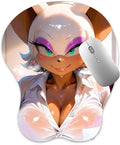 3D Mouse Pad Oppai Mousepad with Soft Gel Wrist Rest Anime Manga Gaming Boob pad Anti-Slip Mouse Mat (Rougee The bat)