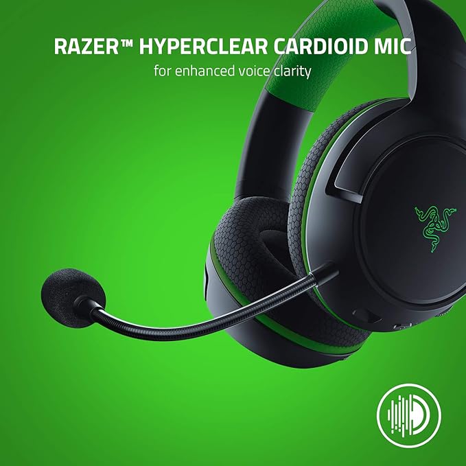 Razer Kaira Wireless Gaming Headset for Xbox Series X|S Xbox One: Triforce Titanium 50mm Drivers - Cardioid Mic - Breathable Memory Foam Ear Cushions - EQ Pairing Button - Windows Sonic - Black