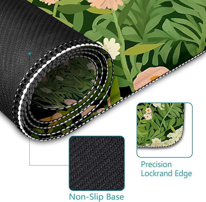 Anime Black Cat Ergonomic Mouse Pad with Wrist Rest Green Desk Mat Pad Keyboard Mouse Pad for Desktop Computer Laptop Work Home Cute Office Desk Accessories