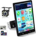 Vertical Single Din Car Stereo 10.4 Inch Rotatable Touch Screen Radio with Wireless Carplay &amp Android Auto Support Backup Cam/GPS/Bluetooth/FM/RDS/Mirror Link/SWC/EQ