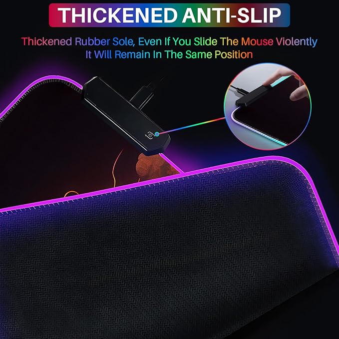 XL RGB Gaming Mouse Pad with 14 Light Modes - Light Up Gamer Mouse Pad31.5 x 11.8in Non-Slip Gamepad Style Led Large Gamer MousepadBlack Long Glowing Gaming Accessories for Desk Waterproof