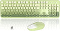 Colorful Wireless Keyboard and Mouse Combo COVEVA 2.4GHz Wireless Retro Cute Round Keycaps Keyboard 104 Keys Full-Sized Keyboard Mouse Set with Switch Button for PC Laptop Desktop (Green Gradient)