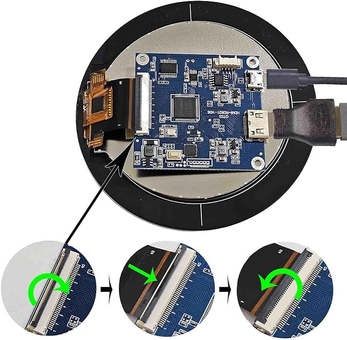 2.8 inch 480X480 IPS MIPI 330nit Circle LCD Touch Screen and 40 pins Controller Board